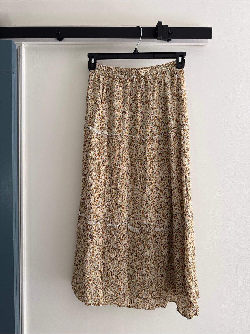 Teen Xhilaration Yellow Floral Tiered Maxi Skirt
